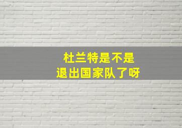 杜兰特是不是退出国家队了呀