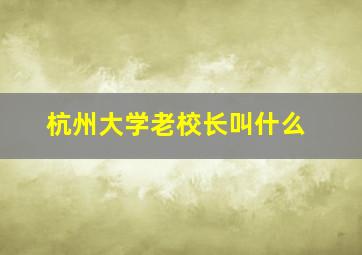 杭州大学老校长叫什么