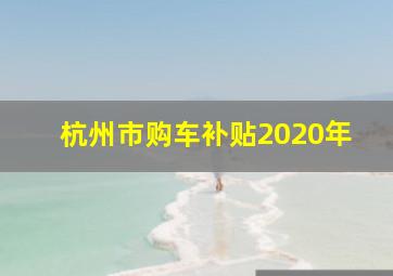 杭州市购车补贴2020年