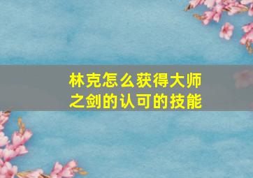 林克怎么获得大师之剑的认可的技能