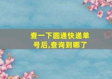 查一下圆通快递单号后,查询到哪了