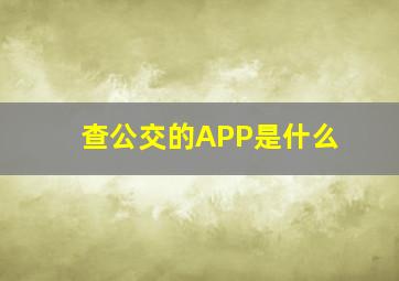 查公交的APP是什么