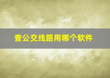 查公交线路用哪个软件