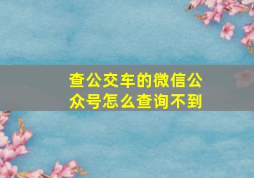 查公交车的微信公众号怎么查询不到