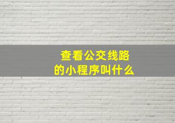 查看公交线路的小程序叫什么