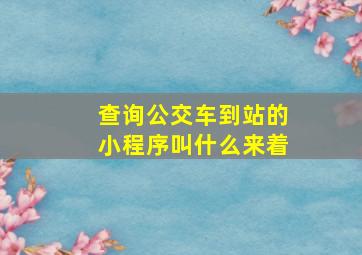 查询公交车到站的小程序叫什么来着