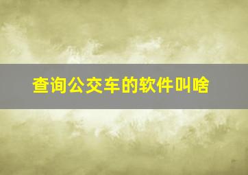 查询公交车的软件叫啥