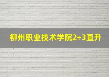 柳州职业技术学院2+3直升