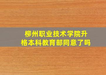 柳州职业技术学院升格本科教育部同意了吗