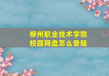 柳州职业技术学院校园网盘怎么登陆