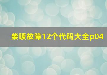 柴暖故障12个代码大全p04