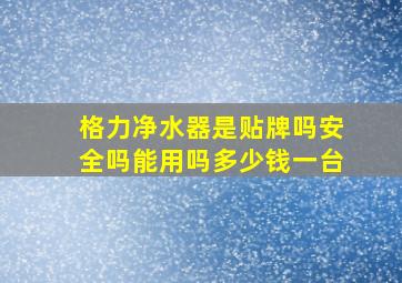 格力净水器是贴牌吗安全吗能用吗多少钱一台