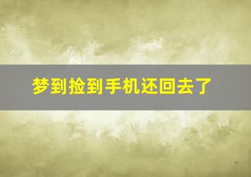 梦到捡到手机还回去了