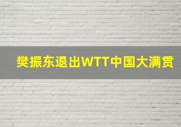 樊振东退出WTT中国大满贯