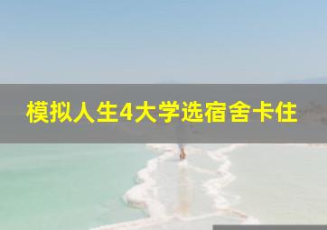 模拟人生4大学选宿舍卡住