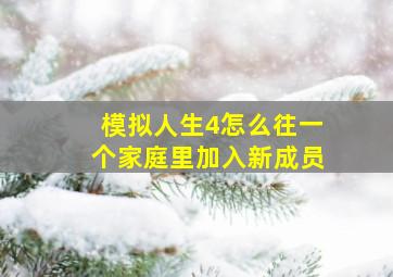 模拟人生4怎么往一个家庭里加入新成员