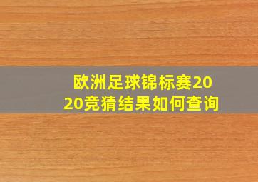 欧洲足球锦标赛2020竞猜结果如何查询