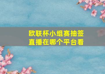 欧联杯小组赛抽签直播在哪个平台看