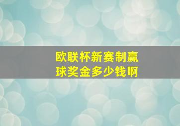 欧联杯新赛制赢球奖金多少钱啊