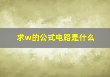 求w的公式电路是什么