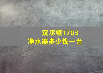 汉尔顿1703净水器多少钱一台