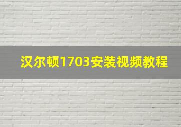 汉尔顿1703安装视频教程