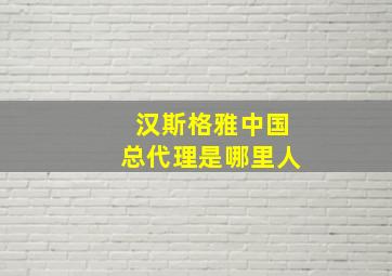 汉斯格雅中国总代理是哪里人