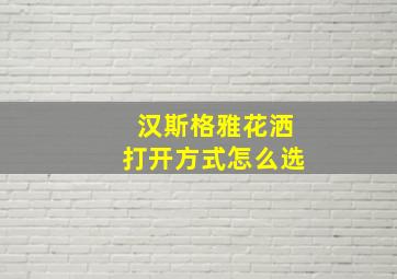 汉斯格雅花洒打开方式怎么选