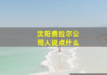 沈阳费拉尔公司人说点什么