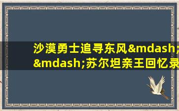 沙漠勇士追寻东风——苏尔坦亲王回忆录