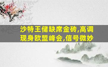 沙特王储缺席金砖,高调现身欧盟峰会,信号微妙