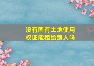 没有国有土地使用权证能租给别人吗