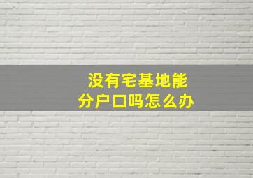 没有宅基地能分户口吗怎么办