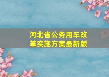 河北省公务用车改革实施方案最新版