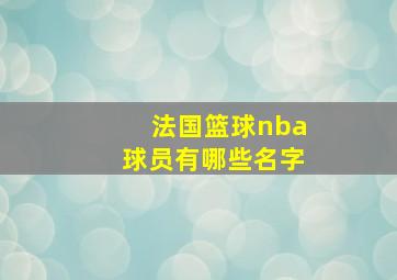 法国篮球nba球员有哪些名字