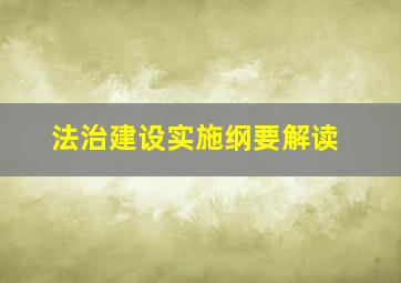 法治建设实施纲要解读