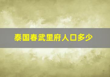 泰国春武里府人口多少