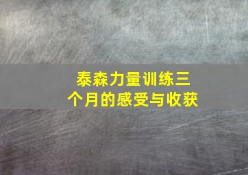 泰森力量训练三个月的感受与收获