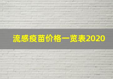 流感疫苗价格一览表2020