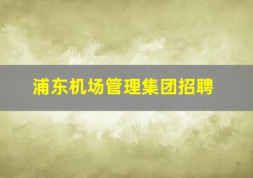 浦东机场管理集团招聘