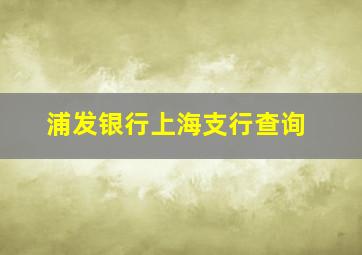 浦发银行上海支行查询