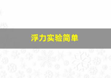 浮力实验简单