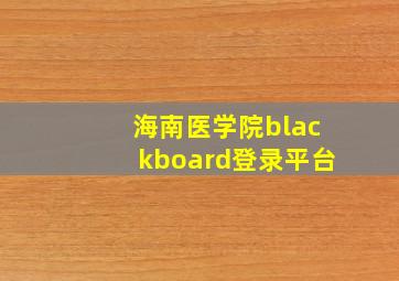 海南医学院blackboard登录平台