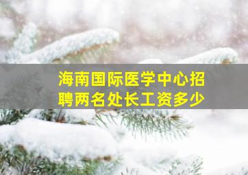 海南国际医学中心招聘两名处长工资多少