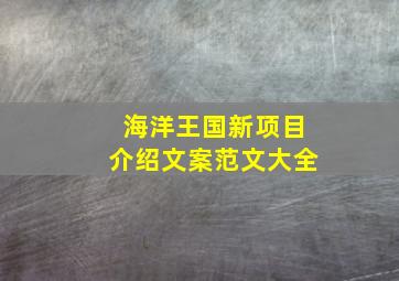 海洋王国新项目介绍文案范文大全