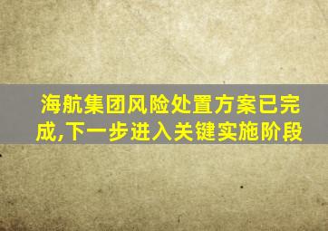 海航集团风险处置方案已完成,下一步进入关键实施阶段