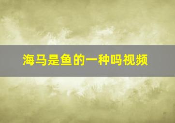 海马是鱼的一种吗视频