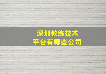 深圳教练技术平台有哪些公司