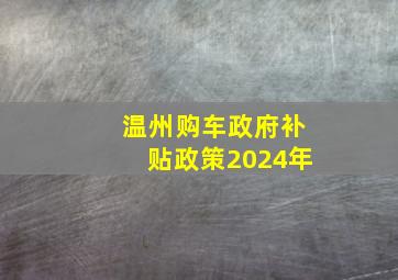 温州购车政府补贴政策2024年