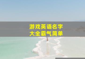 游戏英语名字大全霸气简单